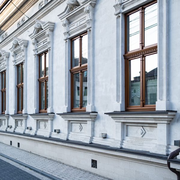 Vintage architecture classical facade building.