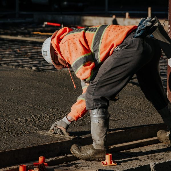 The workers in the construction site